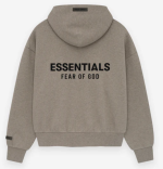 Brown Essentials Classic Full Zip-Up Hoodie